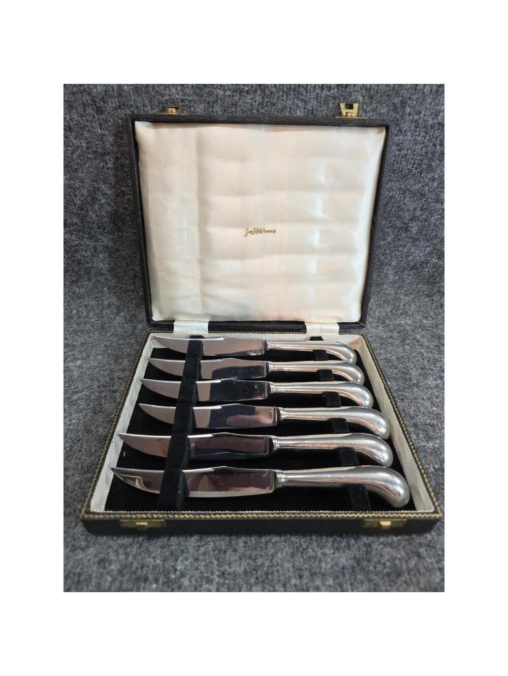 SAKS FIFTH AVENUE SET6 KNIVES GODINGER Stainless Case Utensils w Case